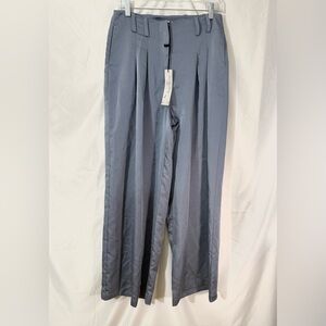 NWT NSR Napean Sea Rd French Blue High Rise Pleated Wide Leg Pants Size Medium